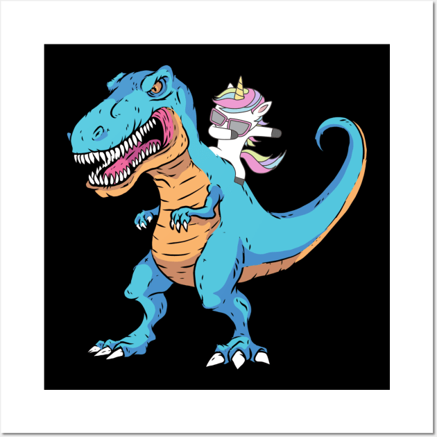 Dabbing Unicorn T rex Dinosaur Wall Art by LittleBoxOfLyrics